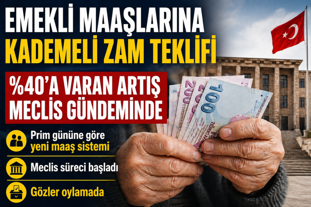 Emekli Maaşlarına Kademeli Zam Teklifi Meclis’te: %40’a Varan Artış